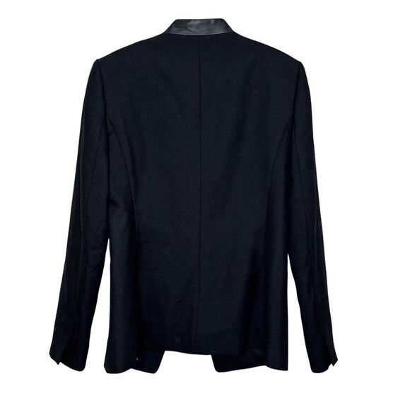 Club Monaco Blazer Womens 8 Black Wool Blend Lamb Leather Collar Tuxedo Jacket - Picture 5 of 7
